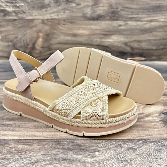 NIB Naturalizer Delaney 2 9M Woven Ankle Strap Comfort Platform Sandal Natural - Picture 4 of 12